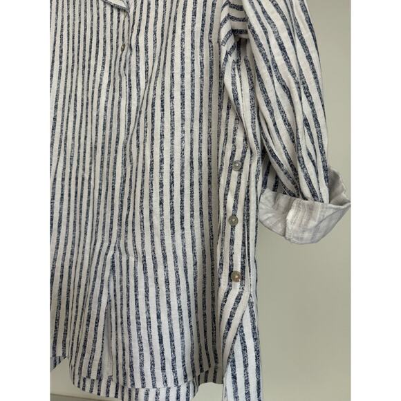 Insight Women's Button Side Top Blouse Blue Stripes Size‎ Medium/Large Flowy - Picture 2 of 11